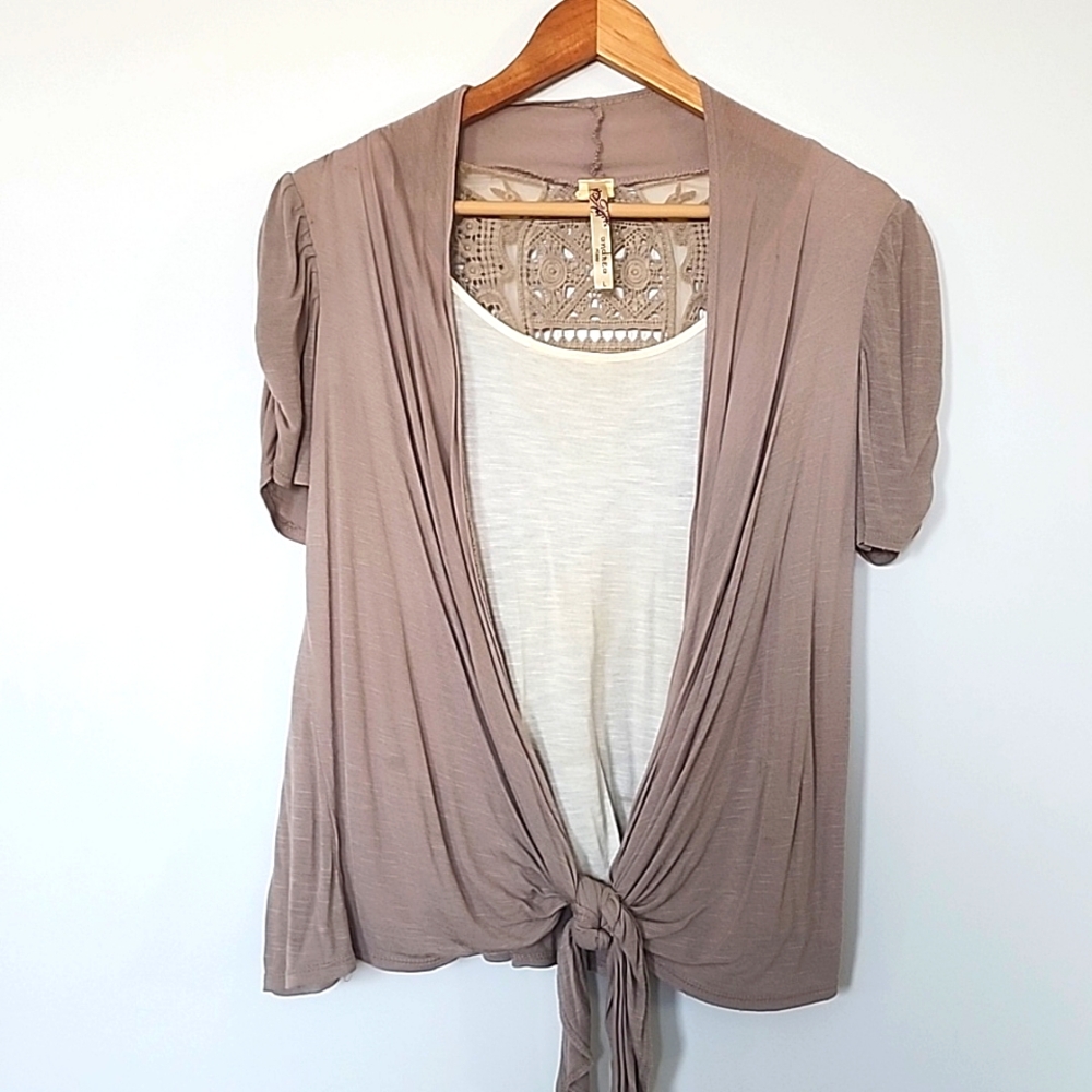 Andrea Missy Beige Laceback Blouse Size L